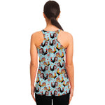 Rooster And Snowflake Pattern Print Women's Racerback Tank Top