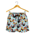 Rooster And Snowflake Pattern Print Women's Shorts