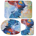 Rooster Painting Print 3 Piece Bath Mat Set