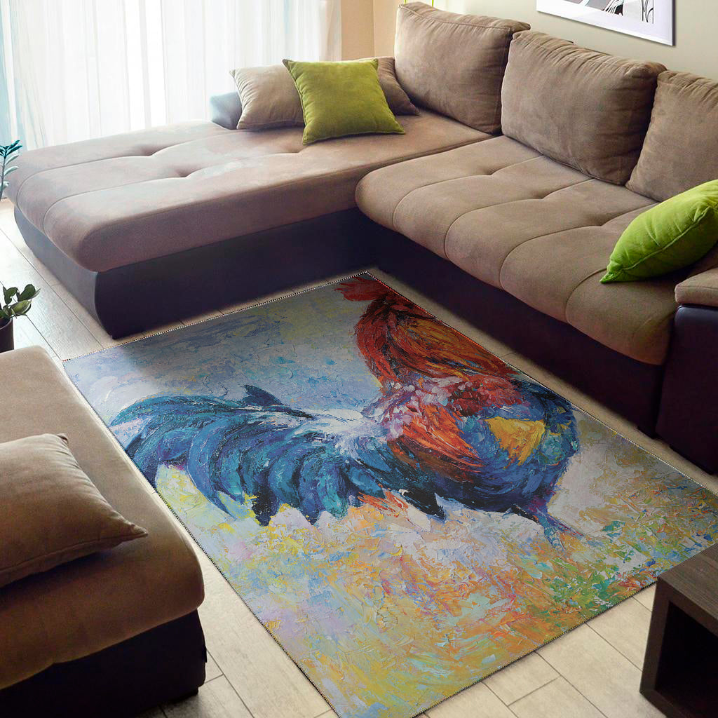 Rooster Painting Print Area Rug