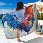 Rooster Painting Print Beach Sarong Wrap