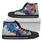 Rooster Painting Print Black High Top Shoes