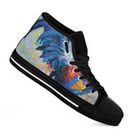 Rooster Painting Print Black High Top Shoes