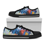 Rooster Painting Print Black Low Top Shoes 