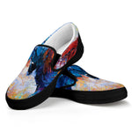 Rooster Painting Print Black Slip On Shoes