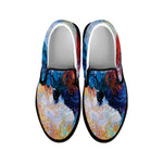 Rooster Painting Print Black Slip On Shoes