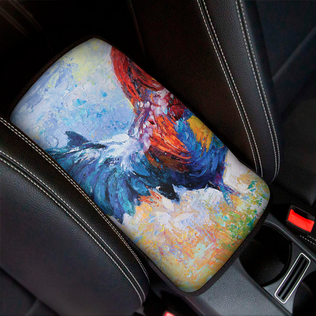 Rooster Painting Print Car Center Console Cover