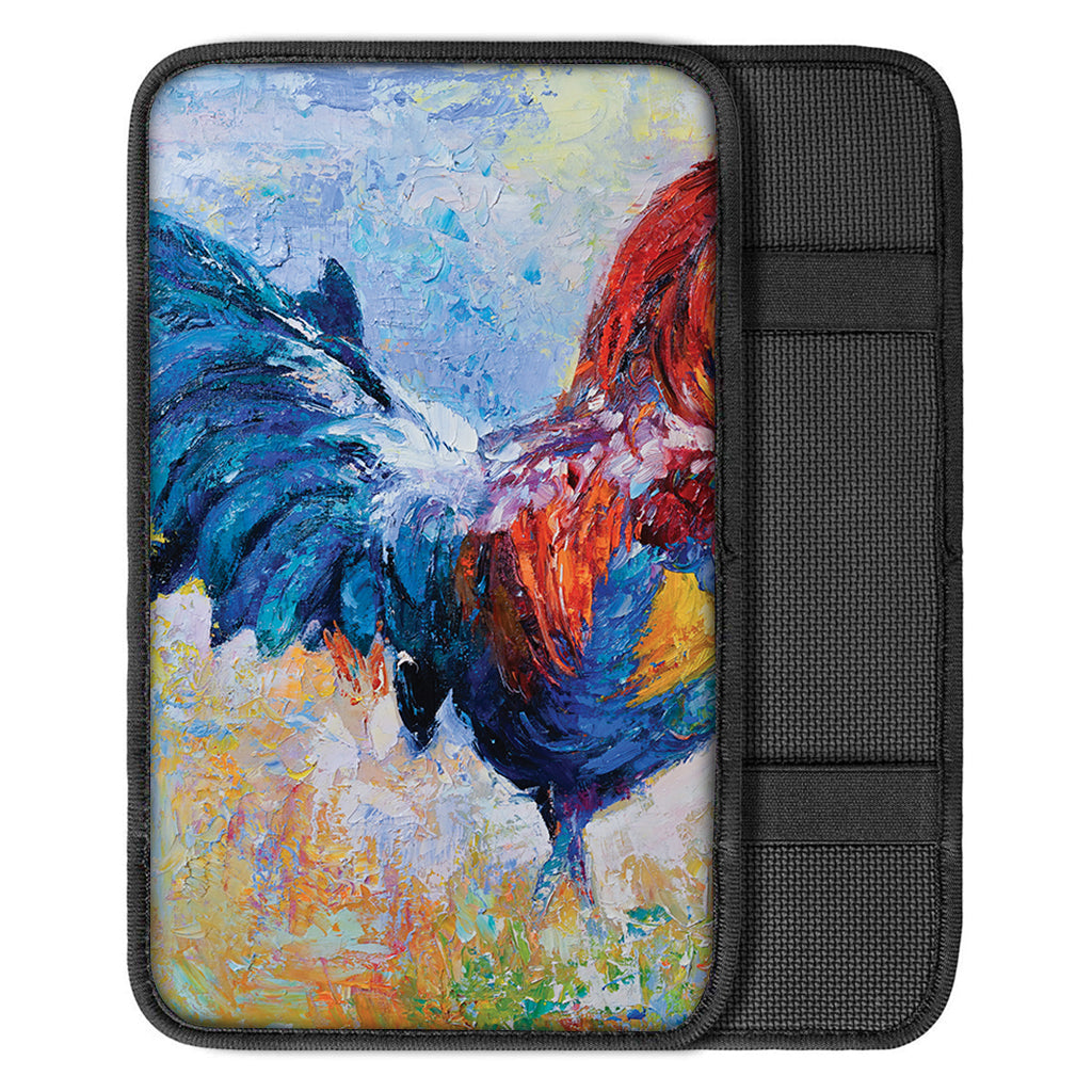 Rooster Painting Print Car Center Console Cover