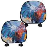 Rooster Painting Print Car Headrest Covers