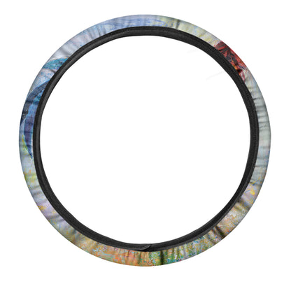 Rooster Painting Print Car Steering Wheel Cover