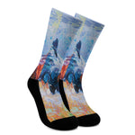 Rooster Painting Print Crew Socks