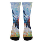 Rooster Painting Print Crew Socks