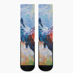 Rooster Painting Print Crew Socks