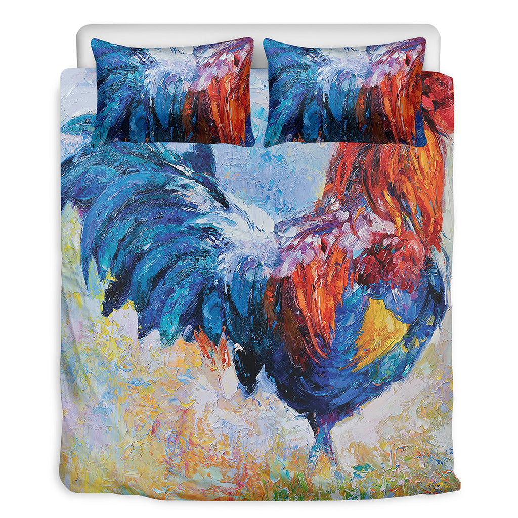 Rooster Painting Print Duvet Cover Bedding Set