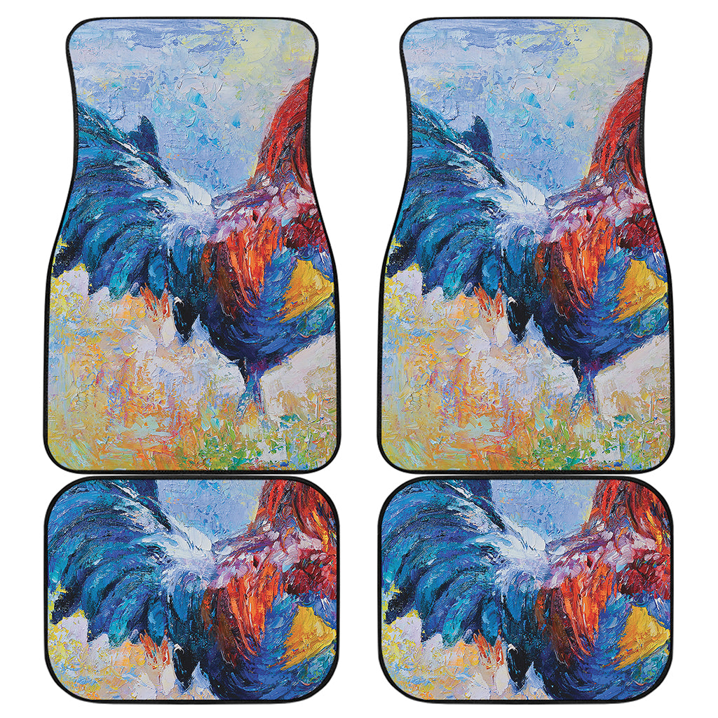 Rooster Painting Print Front and Back Car Floor Mats