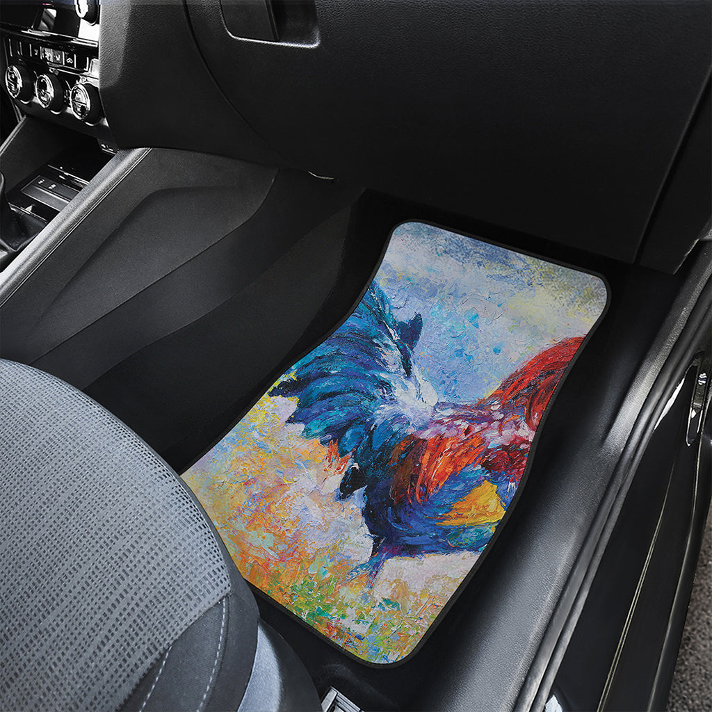 Rooster Painting Print Front and Back Car Floor Mats