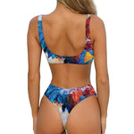 Rooster Painting Print Front Bow Tie Bikini