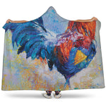 Rooster Painting Print Hooded Blanket
