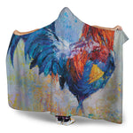 Rooster Painting Print Hooded Blanket