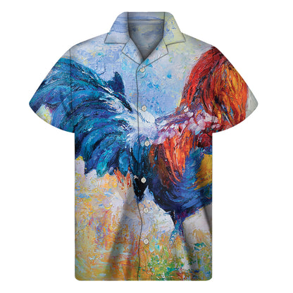 Rooster Painting Print Men's Short Sleeve Shirt