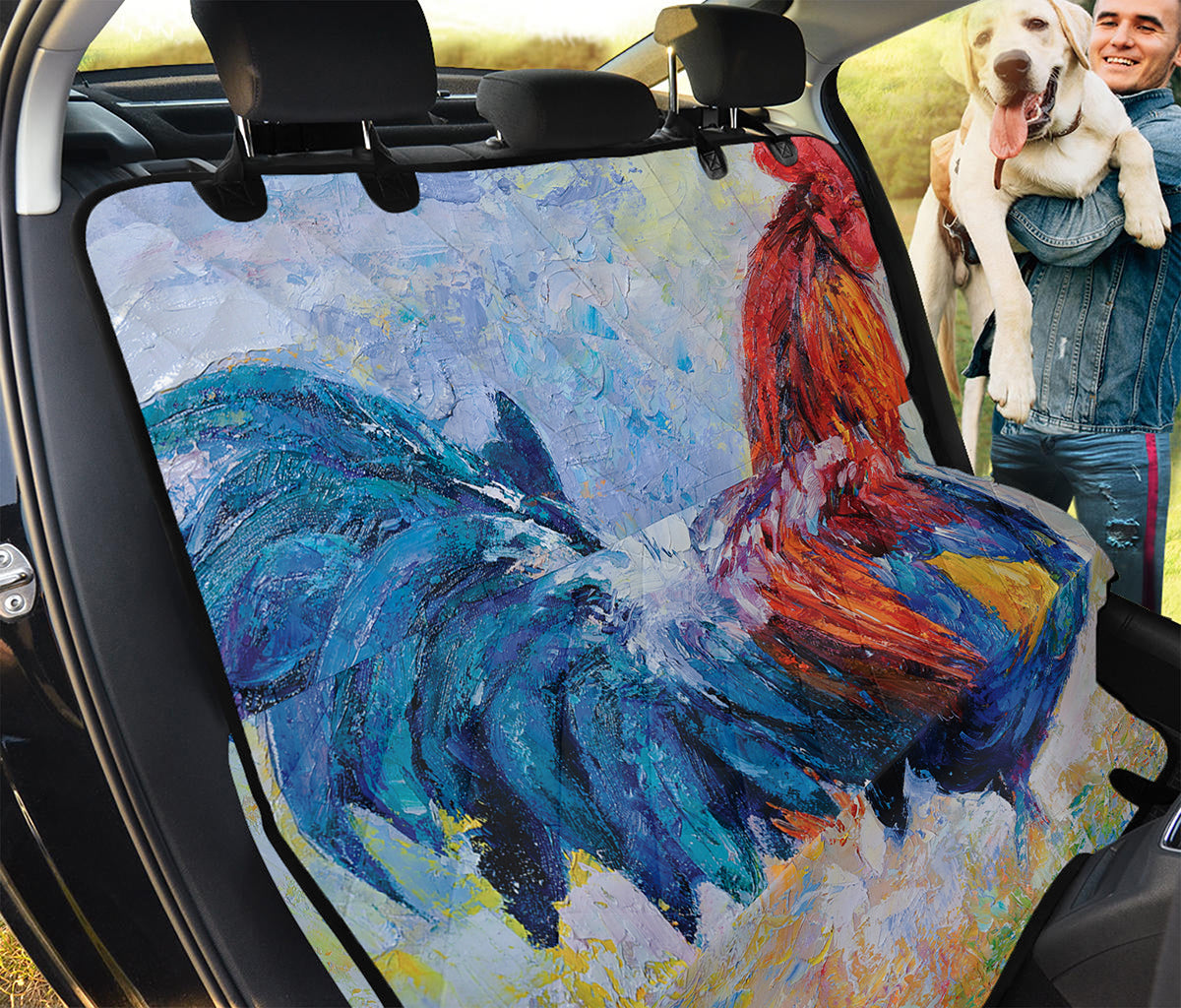 Rooster Painting Print Pet Car Back Seat Cover