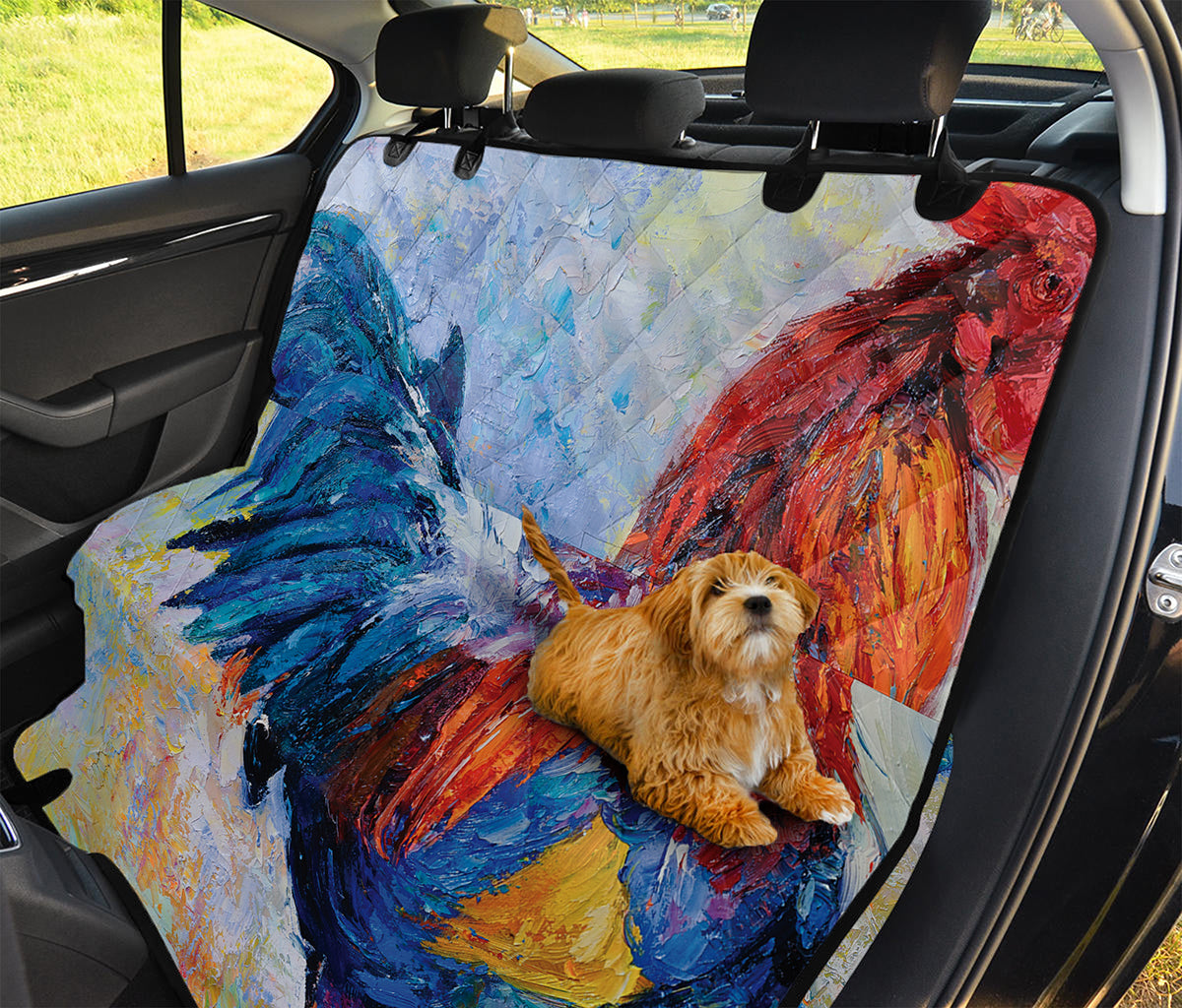 Rooster Painting Print Pet Car Back Seat Cover