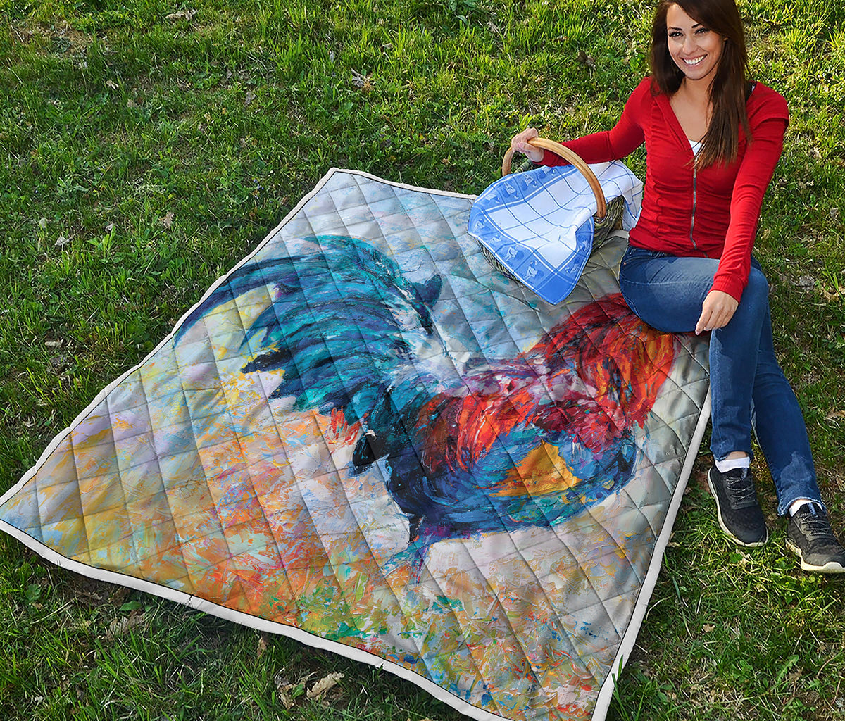 Rooster Painting Print Quilt