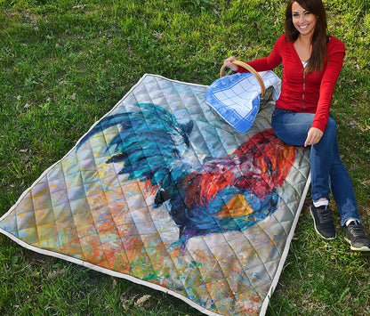 Rooster Painting Print Quilt