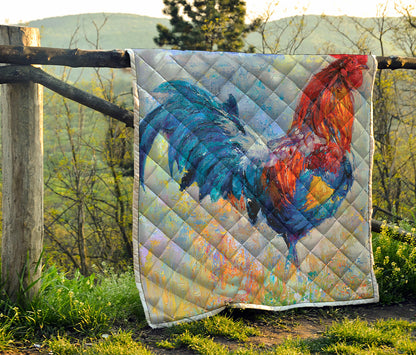 Rooster Painting Print Quilt