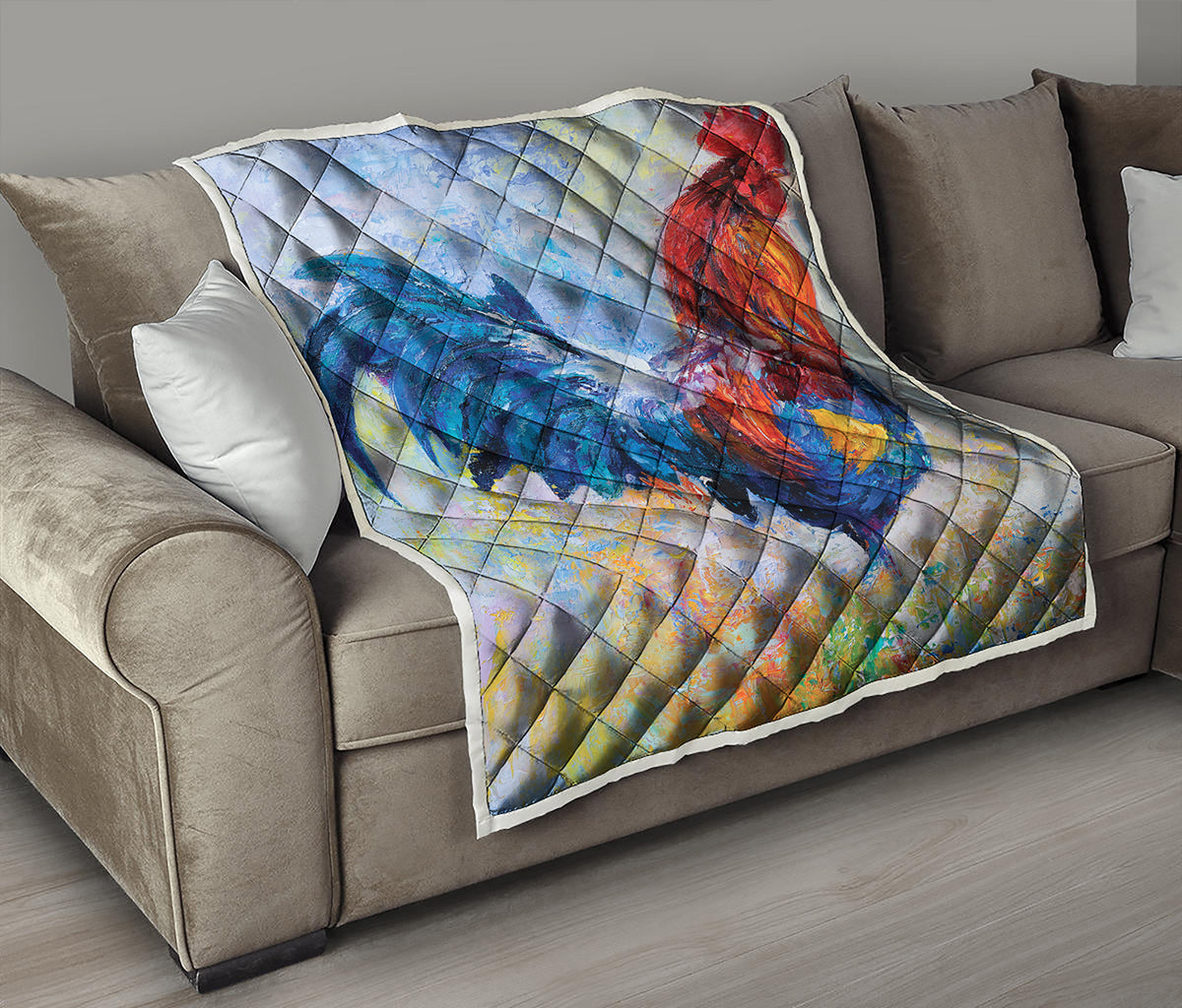 Rooster Painting Print Quilt