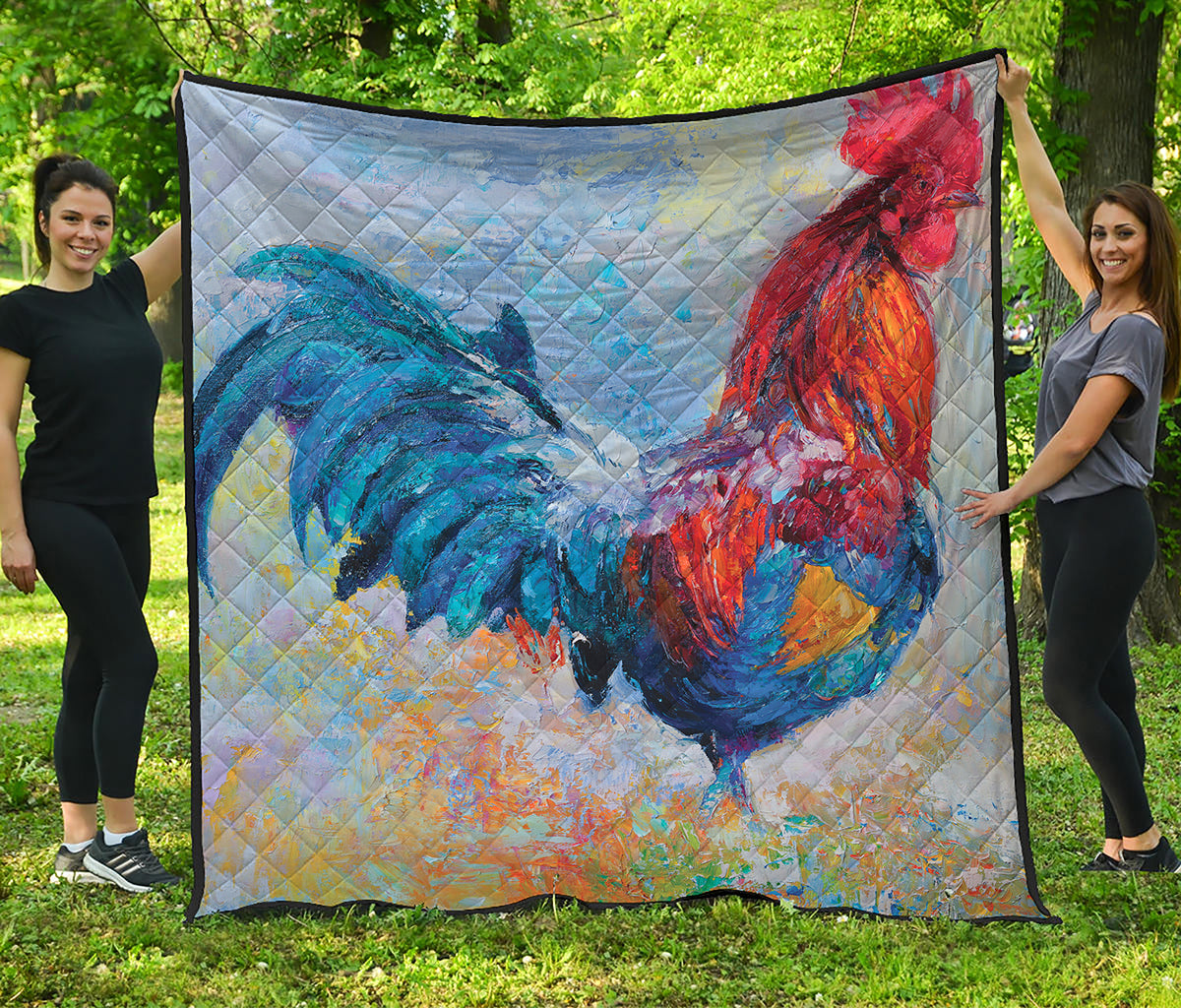 Rooster Painting Print Quilt