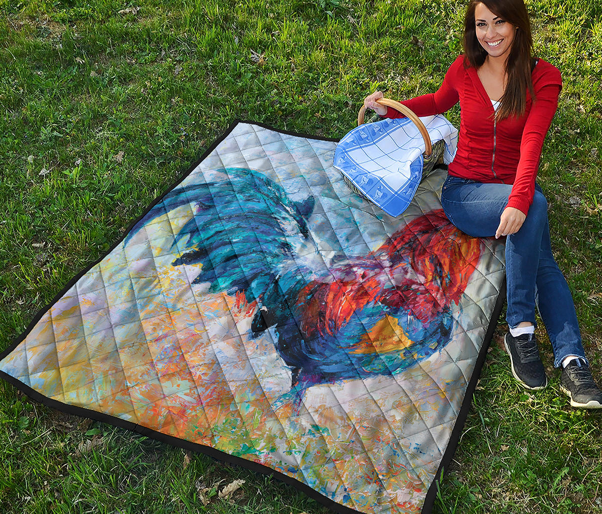 Rooster Painting Print Quilt