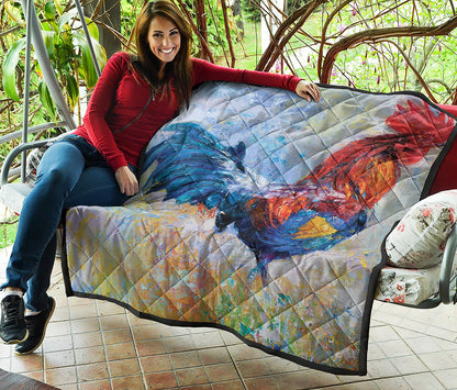 Rooster Painting Print Quilt