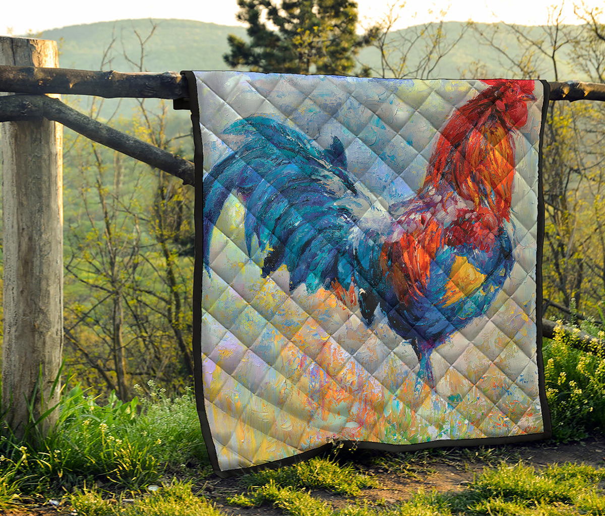 Rooster Painting Print Quilt