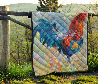 Rooster Painting Print Quilt
