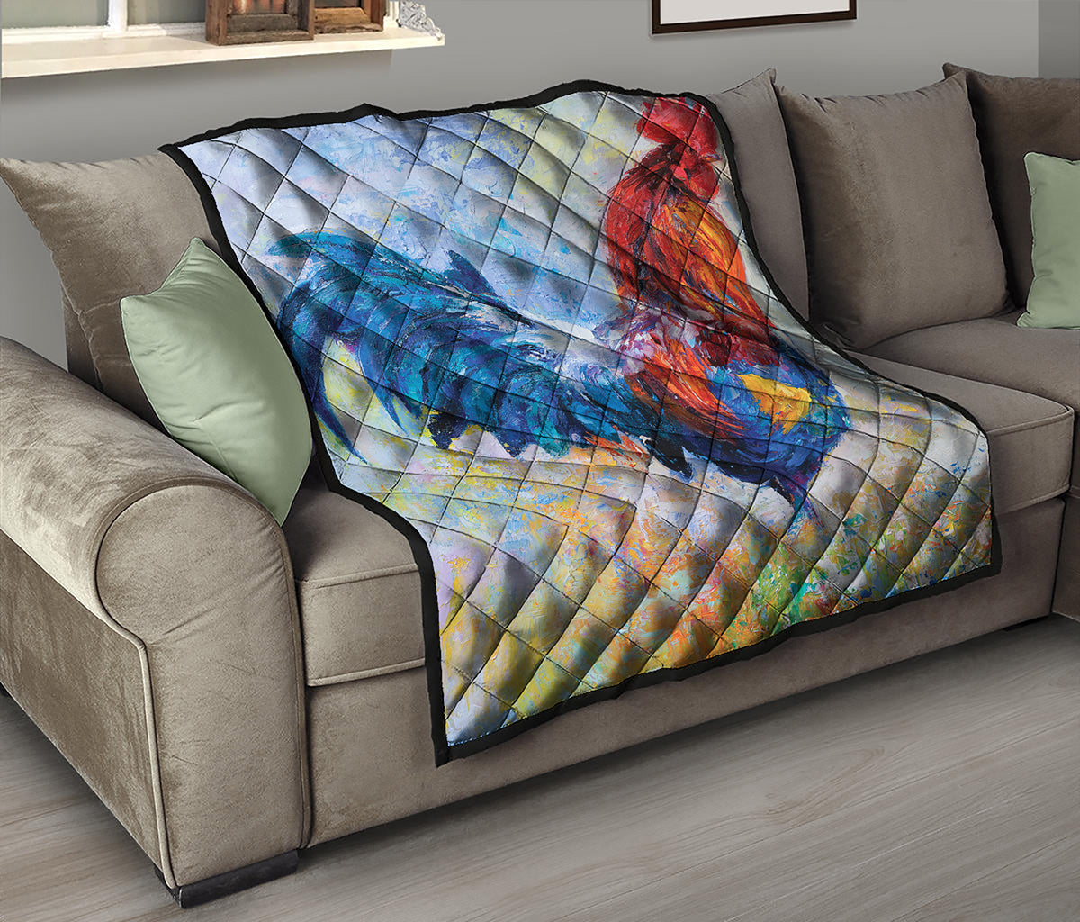 Rooster Painting Print Quilt