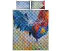 Rooster Painting Print Quilt Bed Set