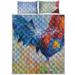 Rooster Painting Print Quilt Bed Set
