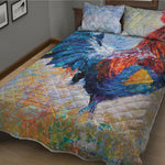 Rooster Painting Print Quilt Bed Set