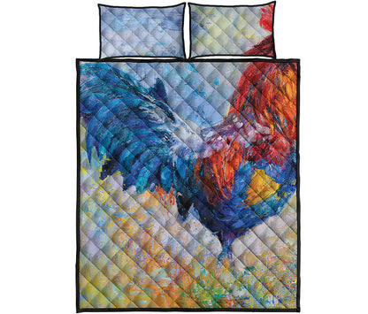 Rooster Painting Print Quilt Bed Set