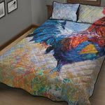 Rooster Painting Print Quilt Bed Set
