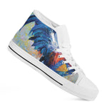 Rooster Painting Print White High Top Shoes