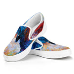 Rooster Painting Print White Slip On Shoes