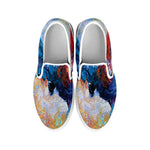 Rooster Painting Print White Slip On Shoes
