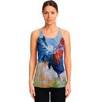 Rooster Painting Print Women's Racerback Tank Top
