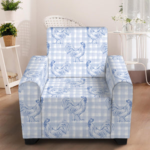 Rooster Plaid Pattern Print Armchair Slipcover