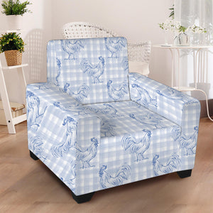 Rooster Plaid Pattern Print Armchair Slipcover