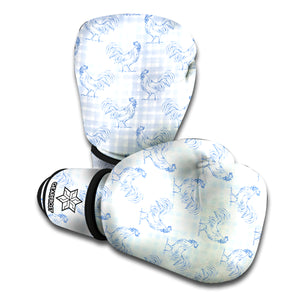 Rooster Plaid Pattern Print Boxing Gloves