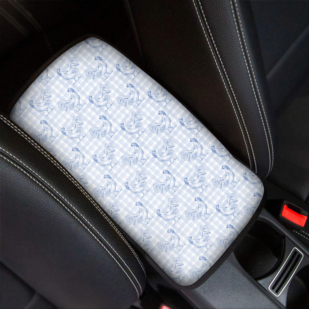 Rooster Plaid Pattern Print Car Center Console Cover