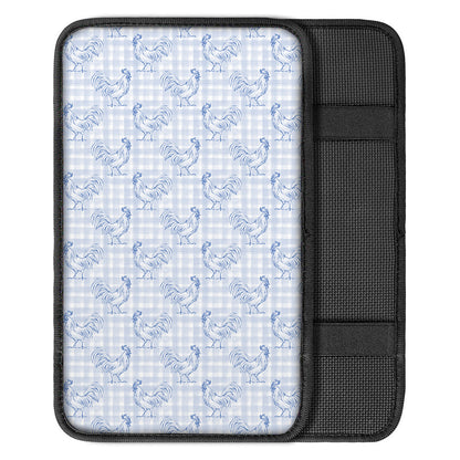 Rooster Plaid Pattern Print Car Center Console Cover